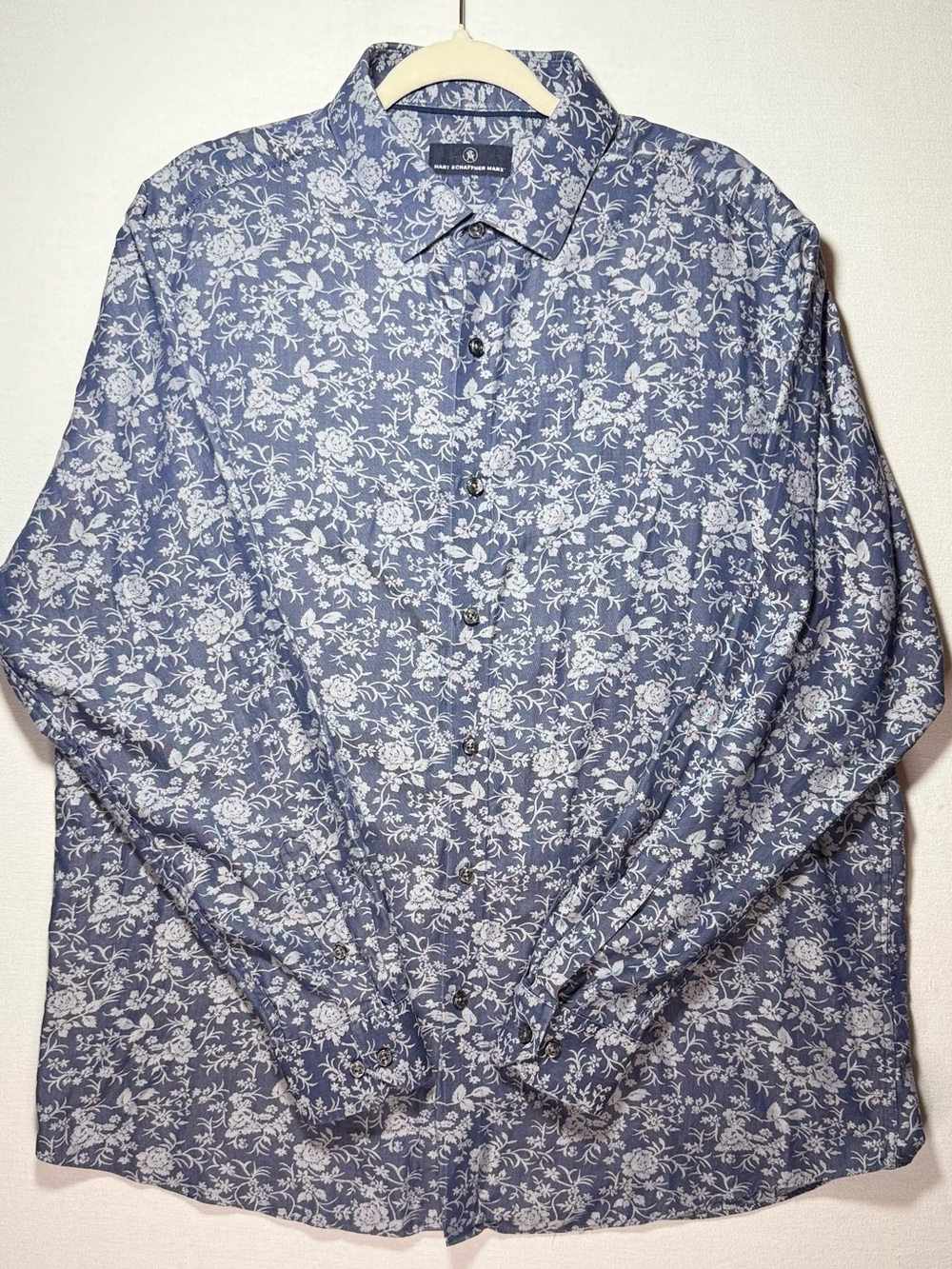 Hart Schaffner Marx Blue Floral Button-Down Shirt